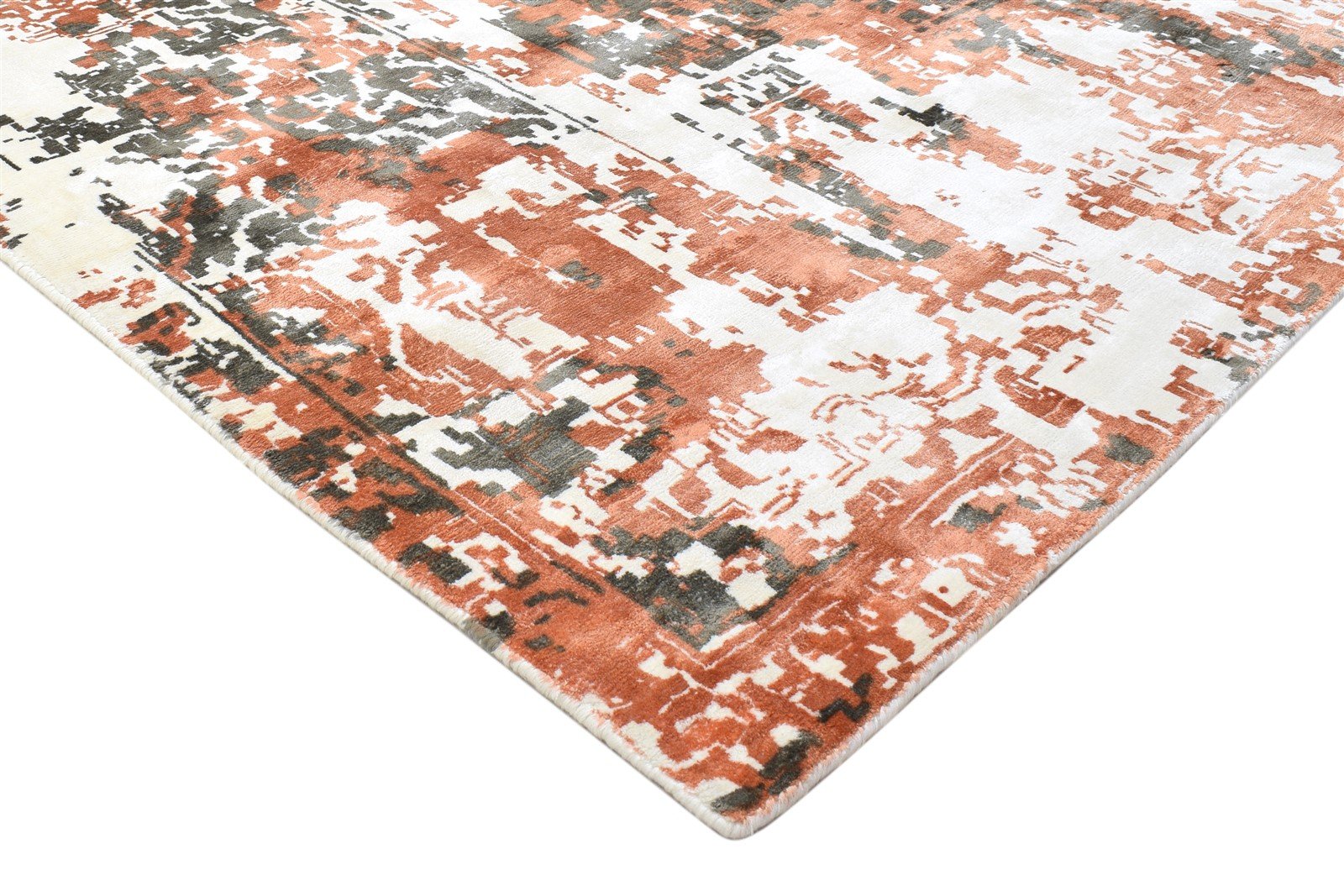 Art Silk Orange Rug 9' X 9' Modern Handloom Abadeh Abstract Large Square   7864092557461