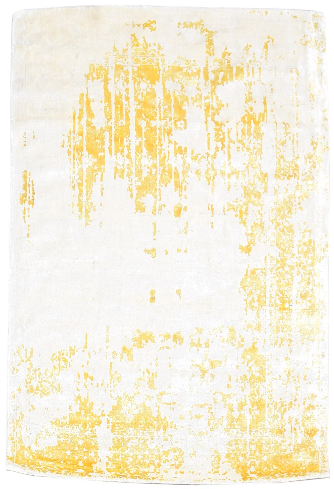 Art Silk Yellow Rug 4' X 6' Modern Handloom Indian Abstract Room Size Carpet   7864313544853
