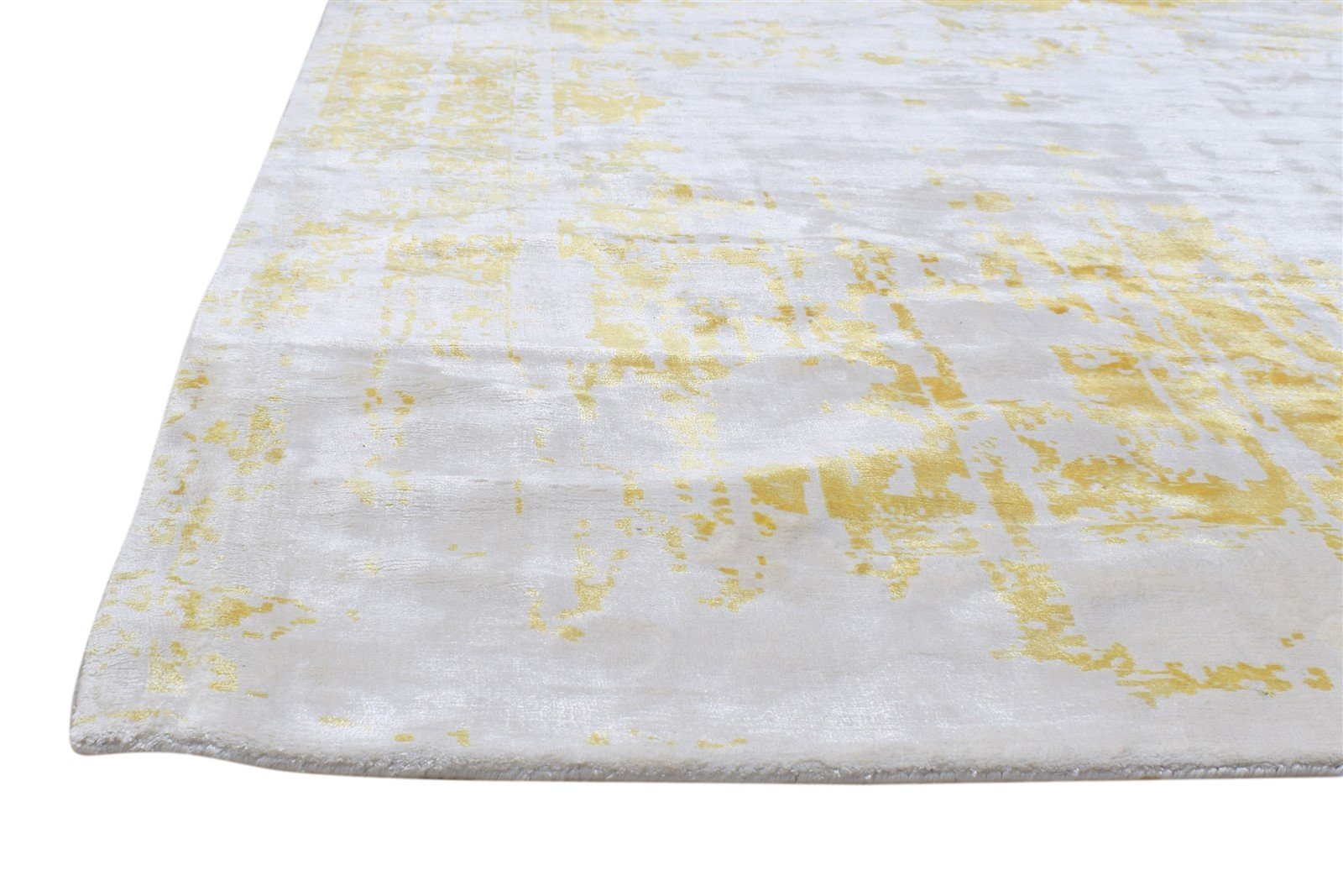 Art Silk Yellow Rug 4' X 6' Modern Handloom Indian Abstract Room Size Carpet   7864313544853