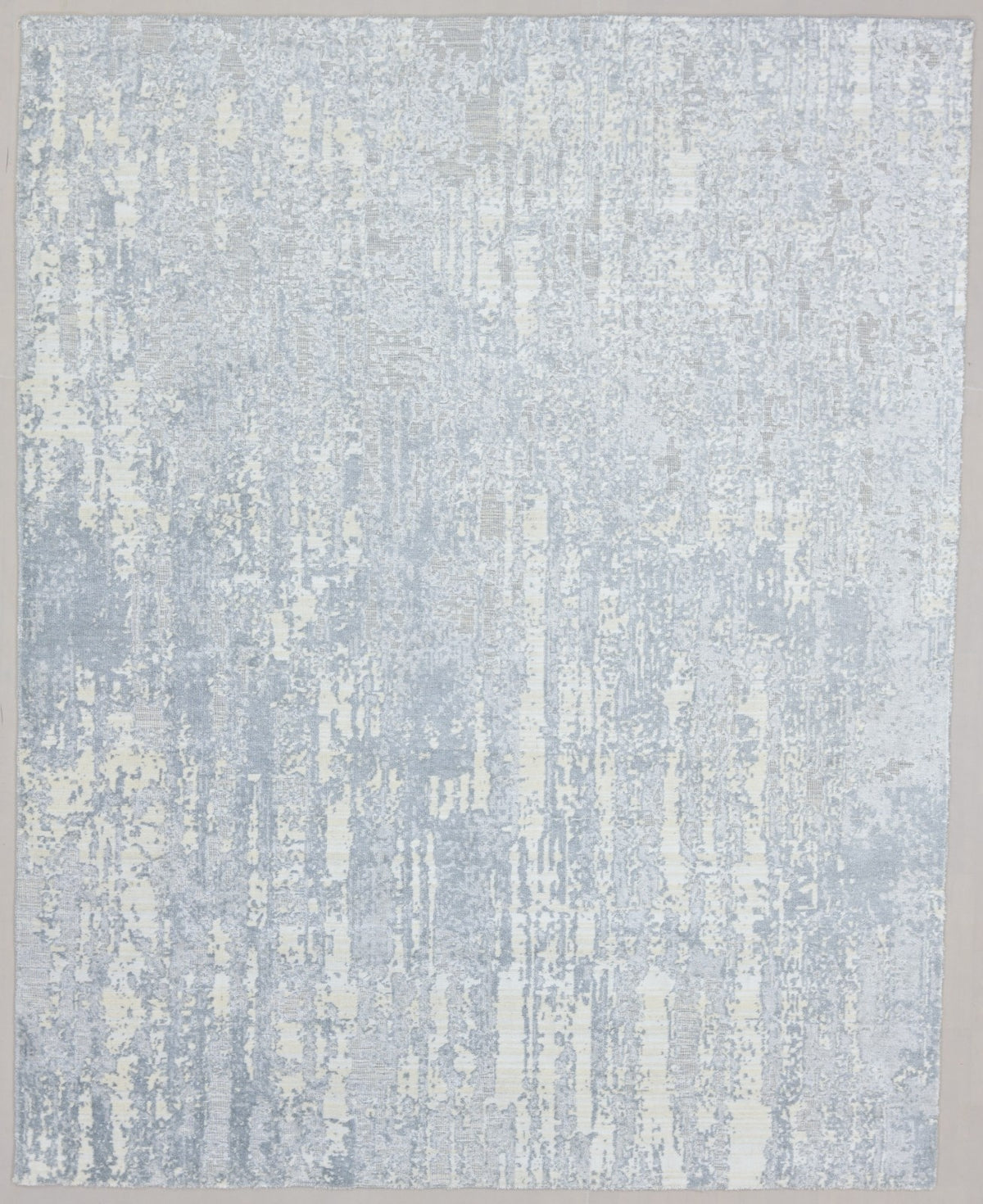 Auroral Modern Silk Like Lusture Abstract Handmade Loom Knotted Area Rug – Blue Ivory Rug   9176272699541