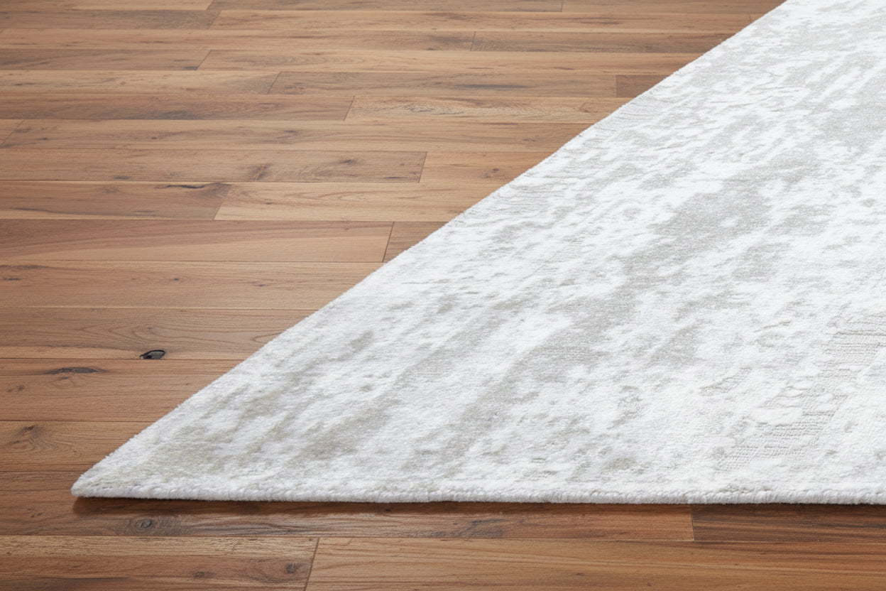 Auroral Modern Silk Like Lusture Abstract Handmade Loom Knotted Area Rug – Ivory Beige Rug   9170500944021
