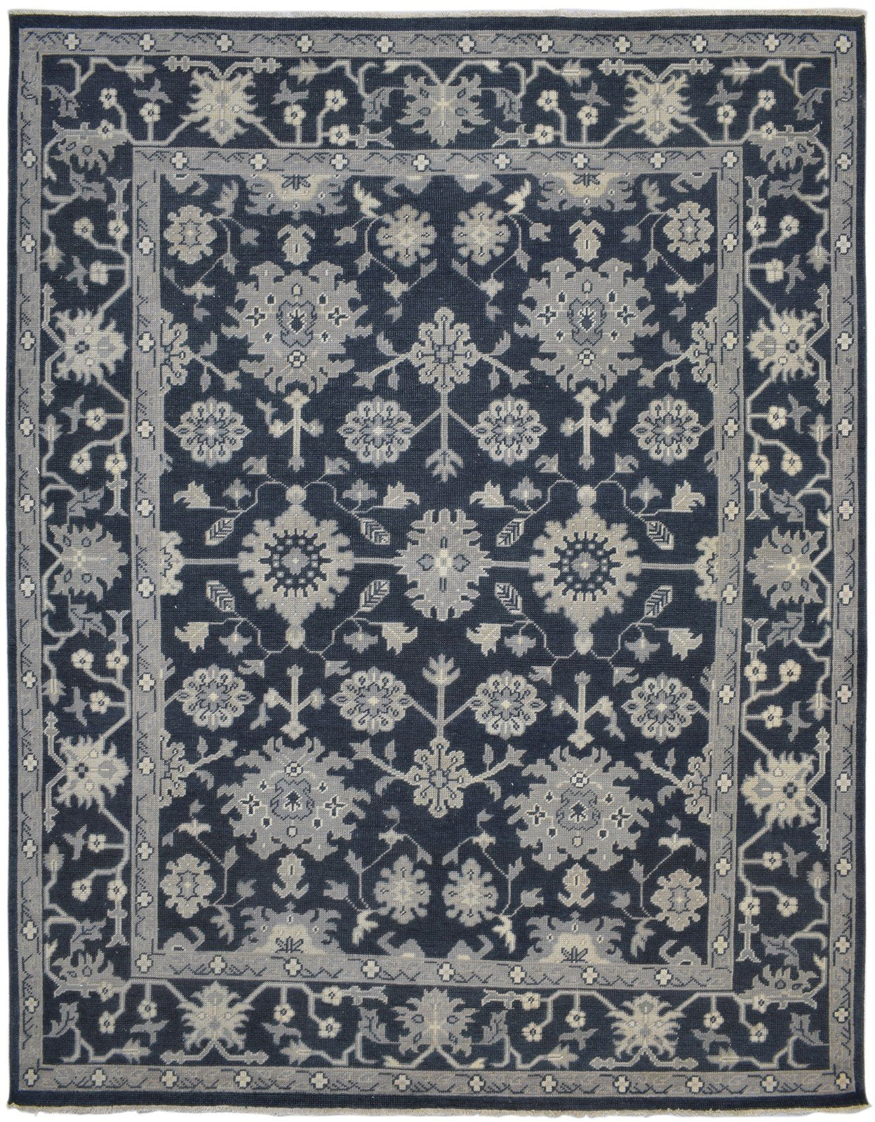 Ayara Ayara Blue Wool Rug Persian Hand Knotted Oushak Oriental   7860688650389