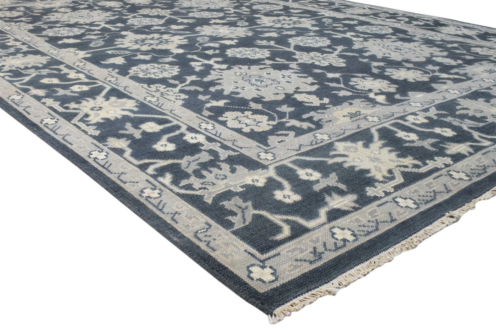 Ayara Ayara Blue Wool Rug Persian Hand Knotted Oushak Oriental   7860688650389