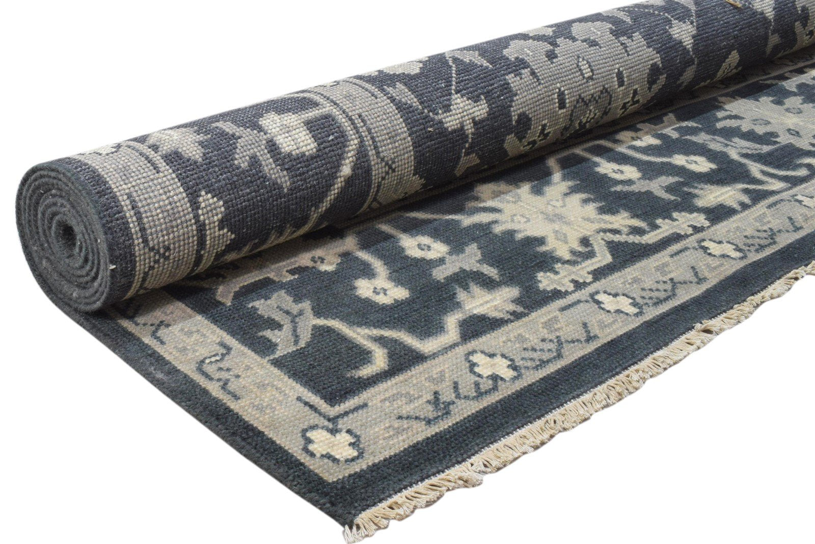Ayara Ayara Blue Wool Rug Persian Hand Knotted Oushak Oriental   7860688650389