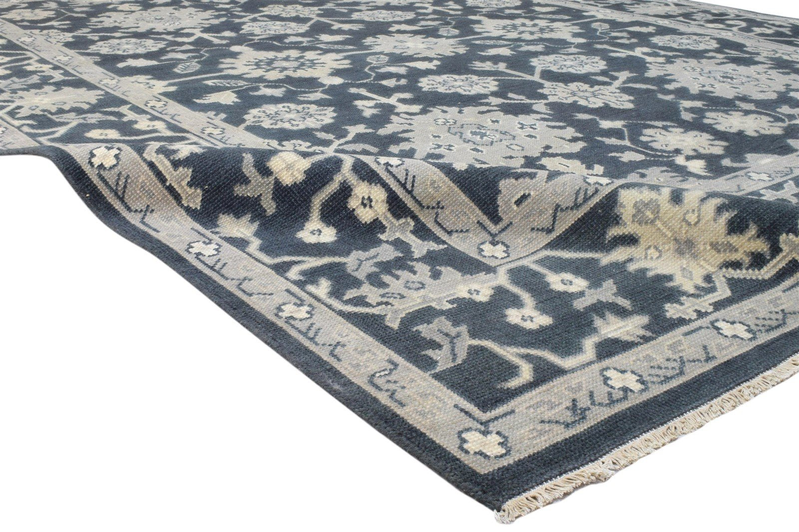 Ayara Blue Wool Rug Persian Hand Knotted Oushak Oriental Carpet   7860688650389