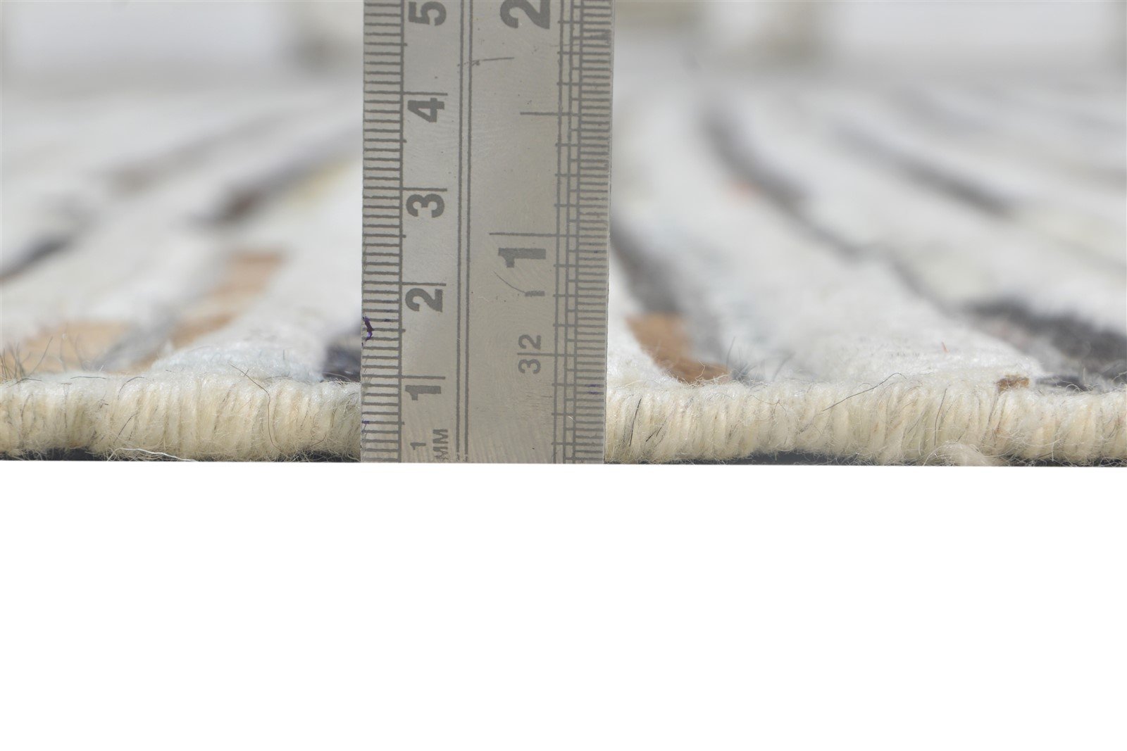 Beckie Leather Sand Ivory Striped Rug - Modern Handmade Patchwork Area Rug   7864164090005