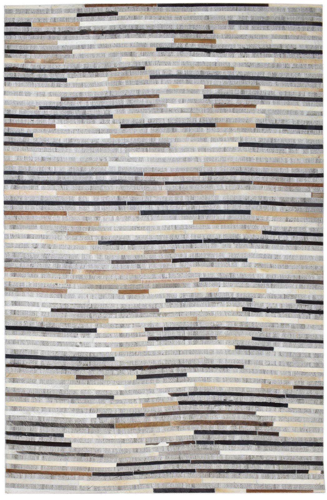 Beige / Gray Striped Leather Rug, Cowhide Rug, Patchwork Rug, Large Modern Area Rug Carpet   8620215304341