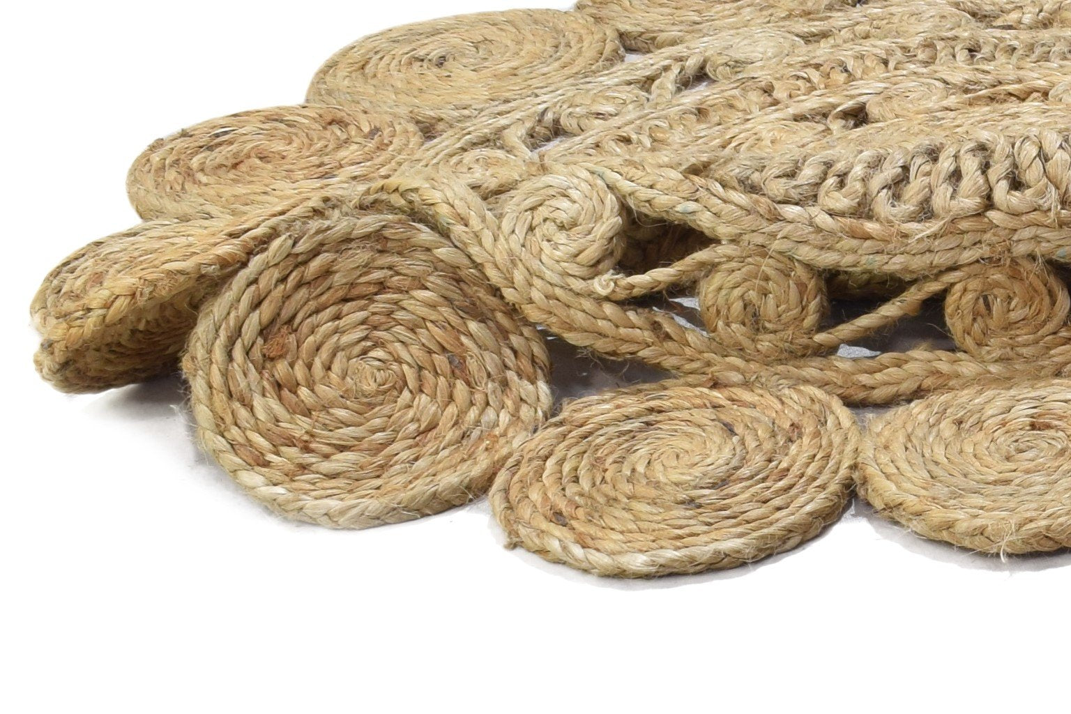 Arlie Beige Jute Rug 3' X 3' Modern Hand Woven Scandinavian Circles Round   7864818663573