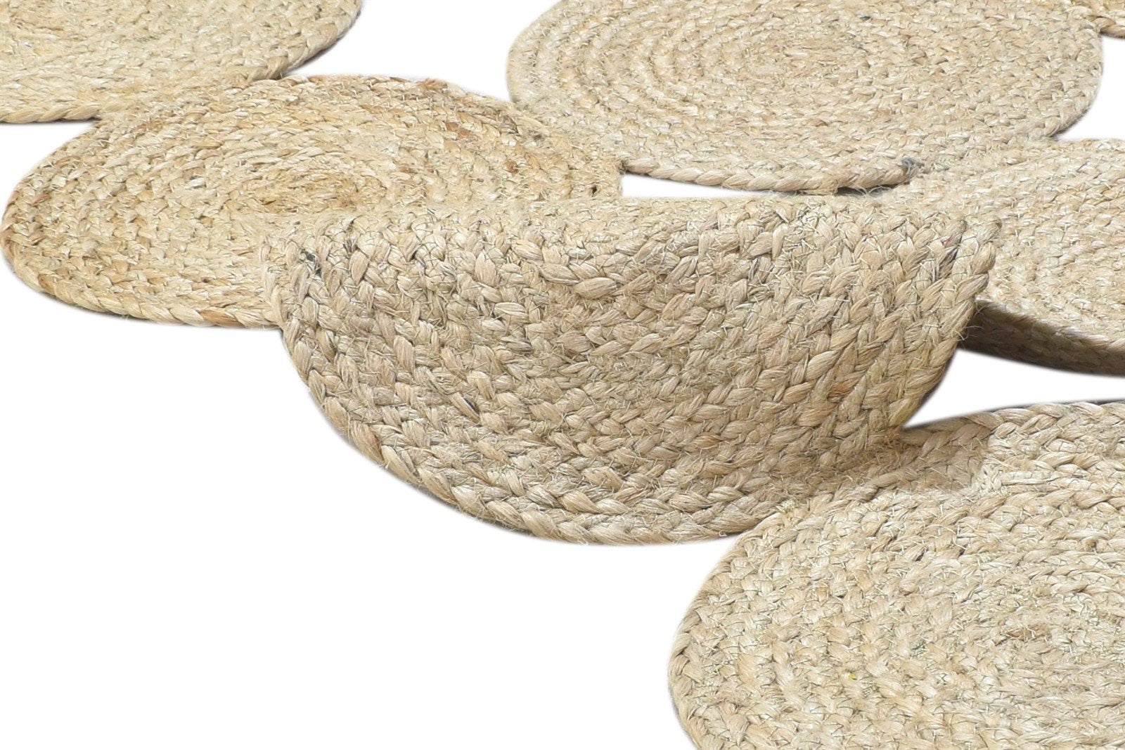 Beige Jute Rug 3' X 4' Modern Hand Woven Scandinavian Circles Small Carpet   7864133058709