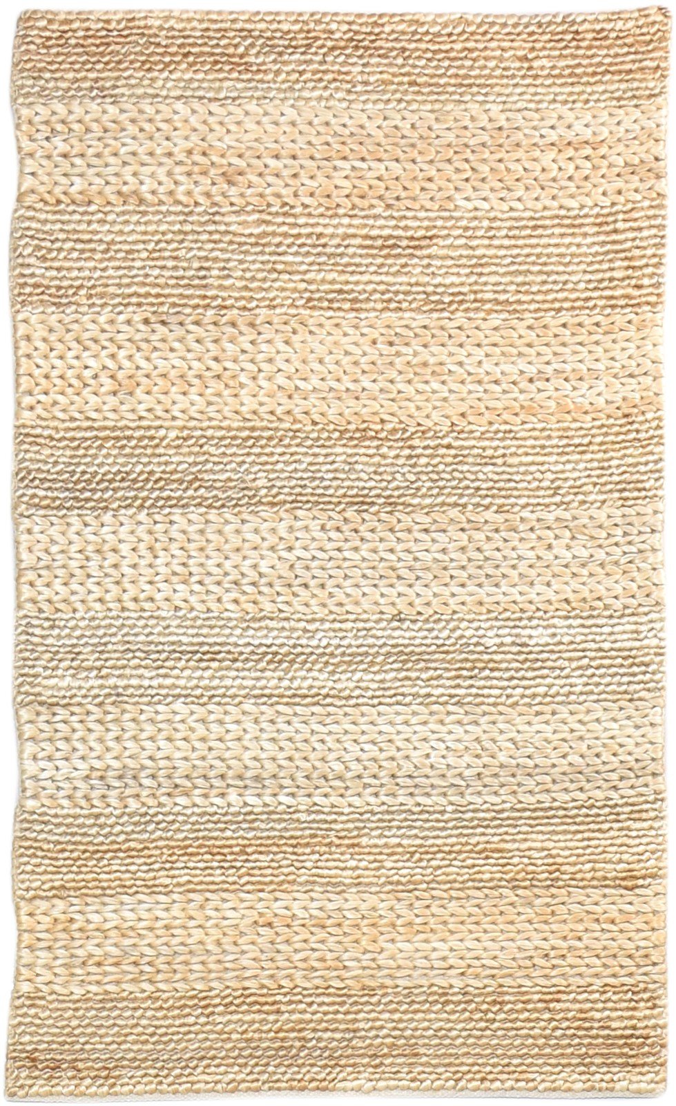 Beige Jute Rug 3' X 5' Modern Hand-Hooked Scandinavian Solid Room Size Carpet   7865139462293