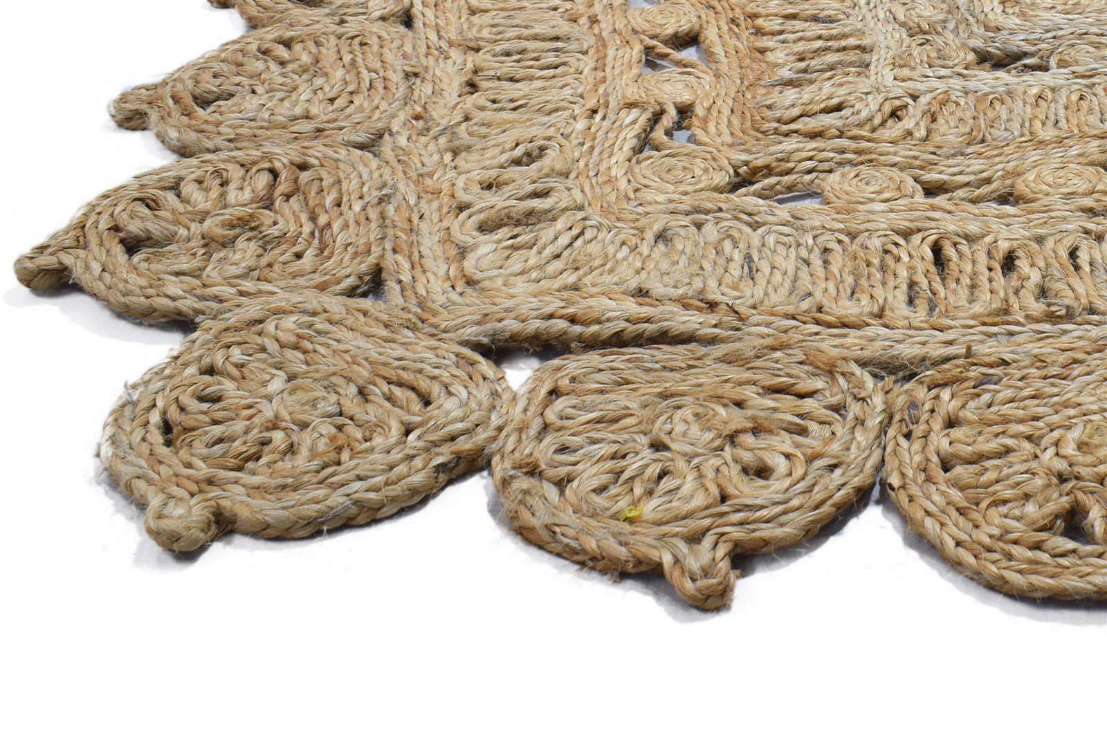Beige Jute Rug 4' X 6' Modern Hand Woven Scandinavian Solid Room Size Carpet   7864250106005
