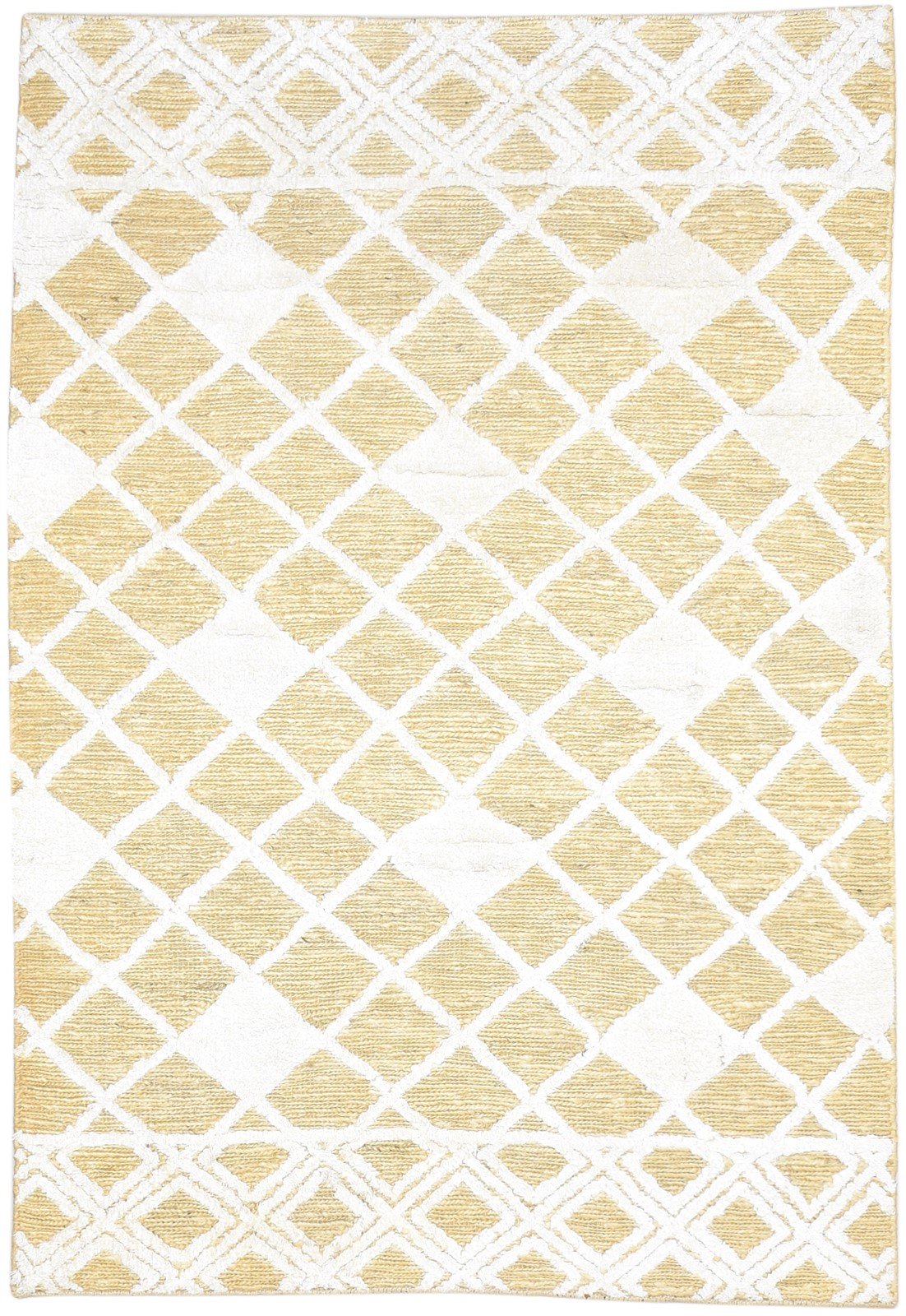 Beige Jute / Silk Rug 5X7 Modern Hand Knotted Scandinavian Diamond Room Size   7864877187221