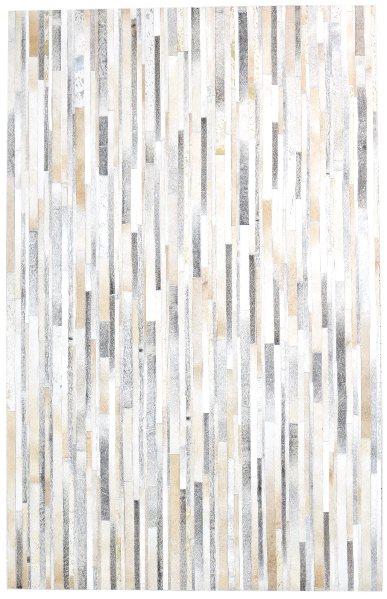 Beige Leather Rug 5X8 Modern Hand Woven Scandinavian Abstract Room Size Carpet   7865128648853