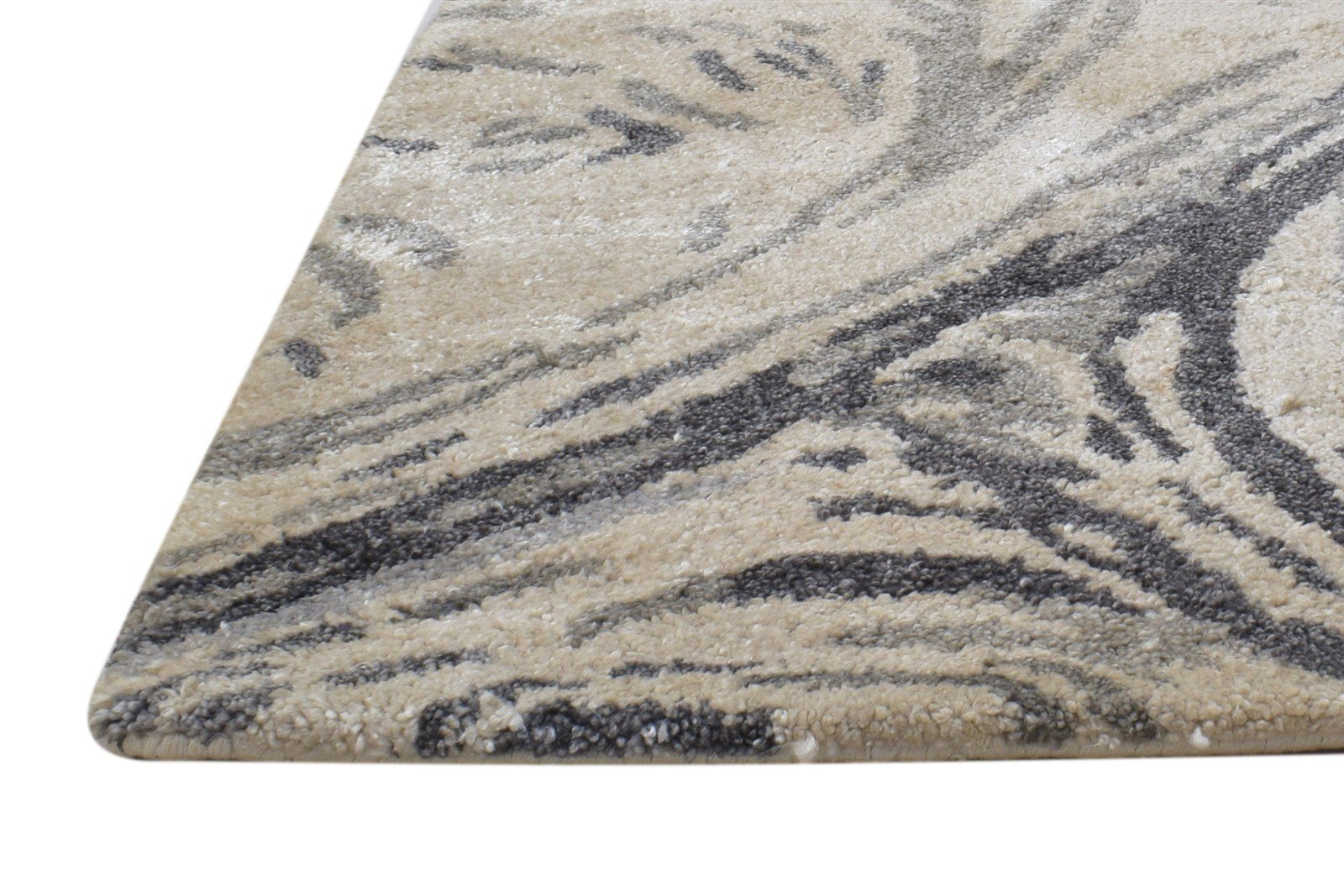 Beige Silk Rug 2' X 3' Modern Hand Tufted Scandinavian Abstract Small Carpet   7864181489813