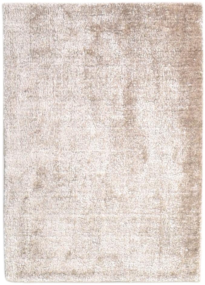 Beige Silk Rug 2' X 3' Modern Handloom Scandinavian Solid Small Carpet   7865138675861