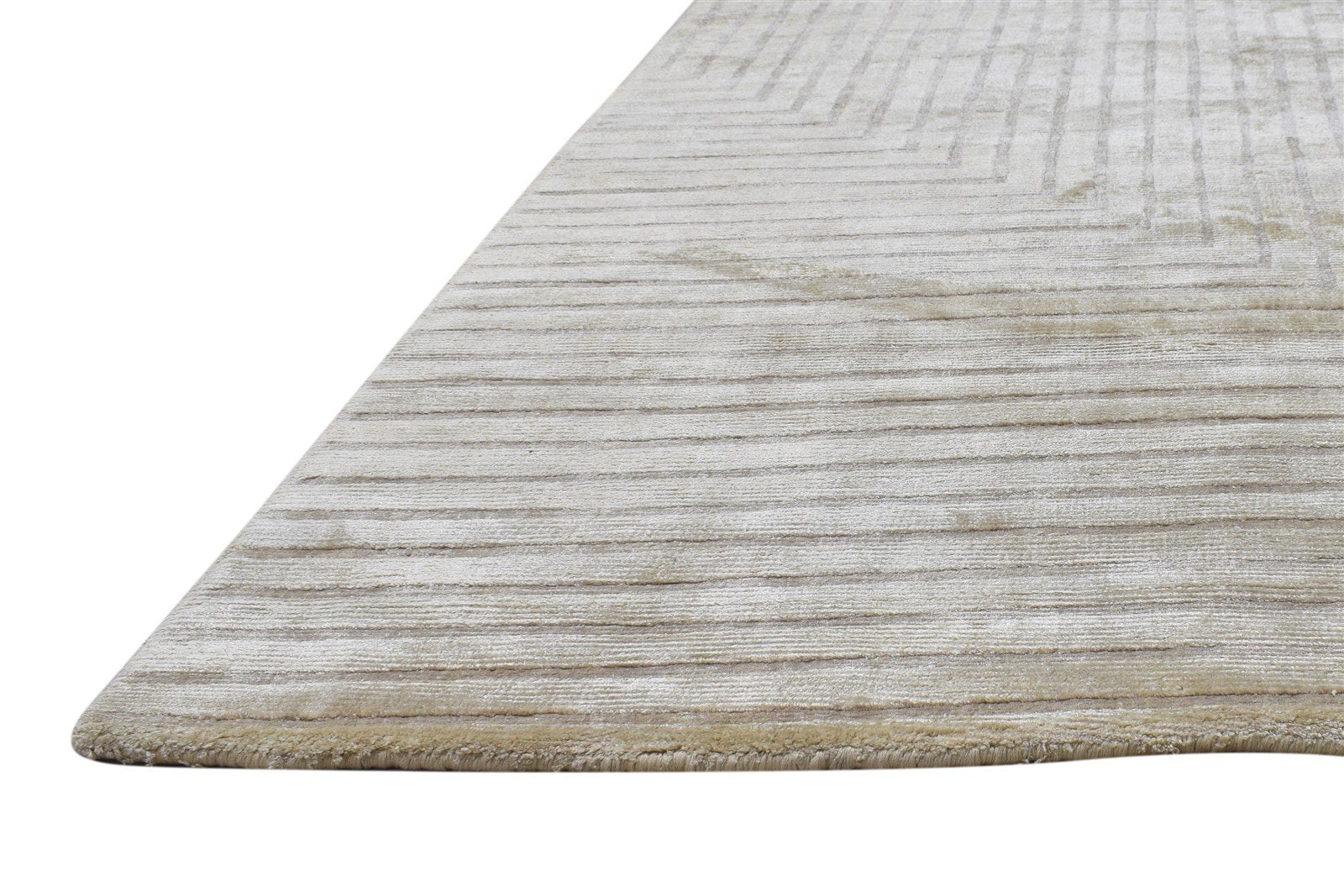 Beige Silk Rug 5' X 7' Modern Handloom Scandinavian Geometric Room Size Carpet   7865107349653