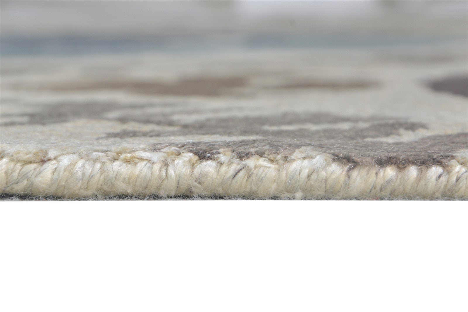 Beige Silk Rug 6' X 9' Modern Hand Knotted European Circles Room Size Carpet   7865096470677