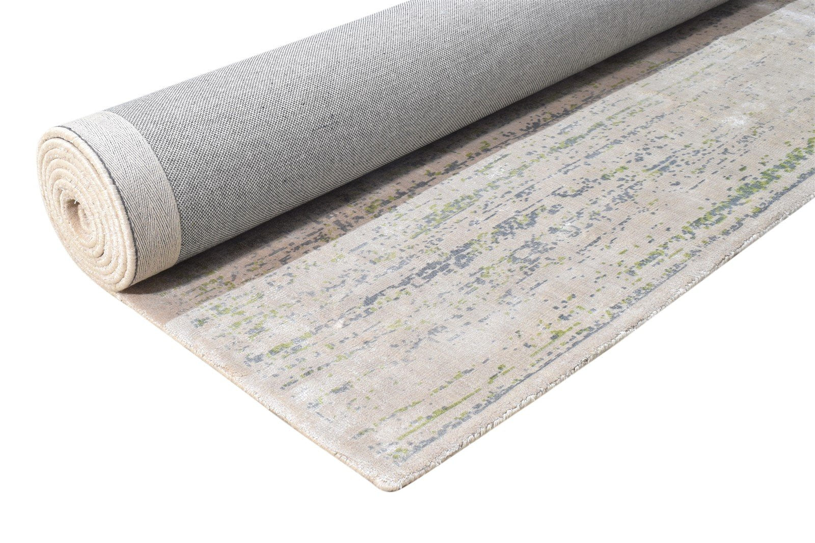 Beige Silk Rug 8' X 10' Modern Handloom American Abstract Large Carpet   7865145917589