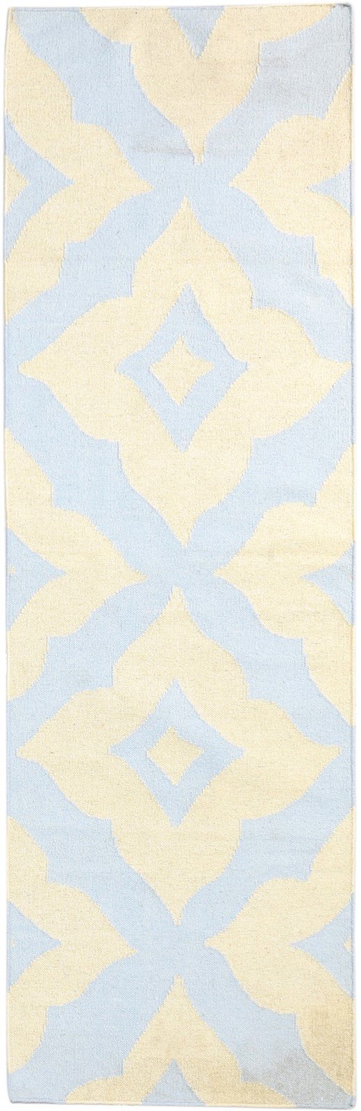 Beige Wool Rug 2'6 X 8' Modern Dhurrie Moroccan Trellis Small Runner   7864669798549