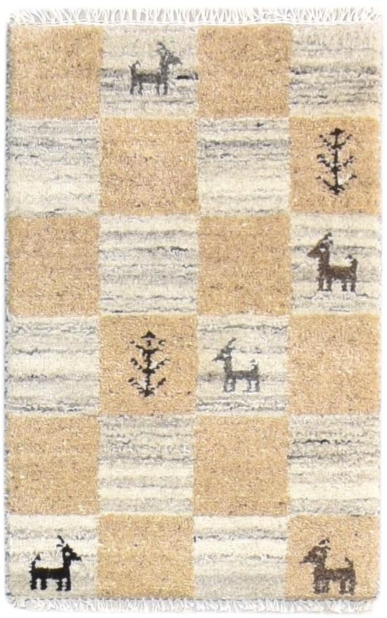 Beige Wool Rug 2' X 2' Southwestern Hand Knotted Gabbeh Tribal Small Carpet   7865103712405