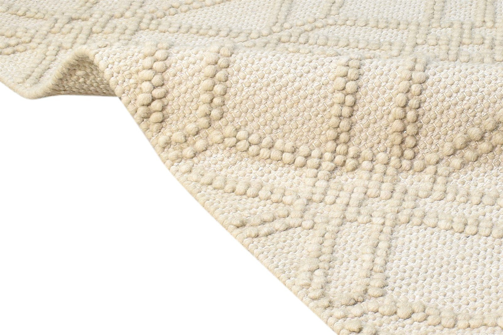 Beige Wool Rug 2' X 3' Modern Hand-Hooked Moroccan Modern Small Carpet   7865137430677