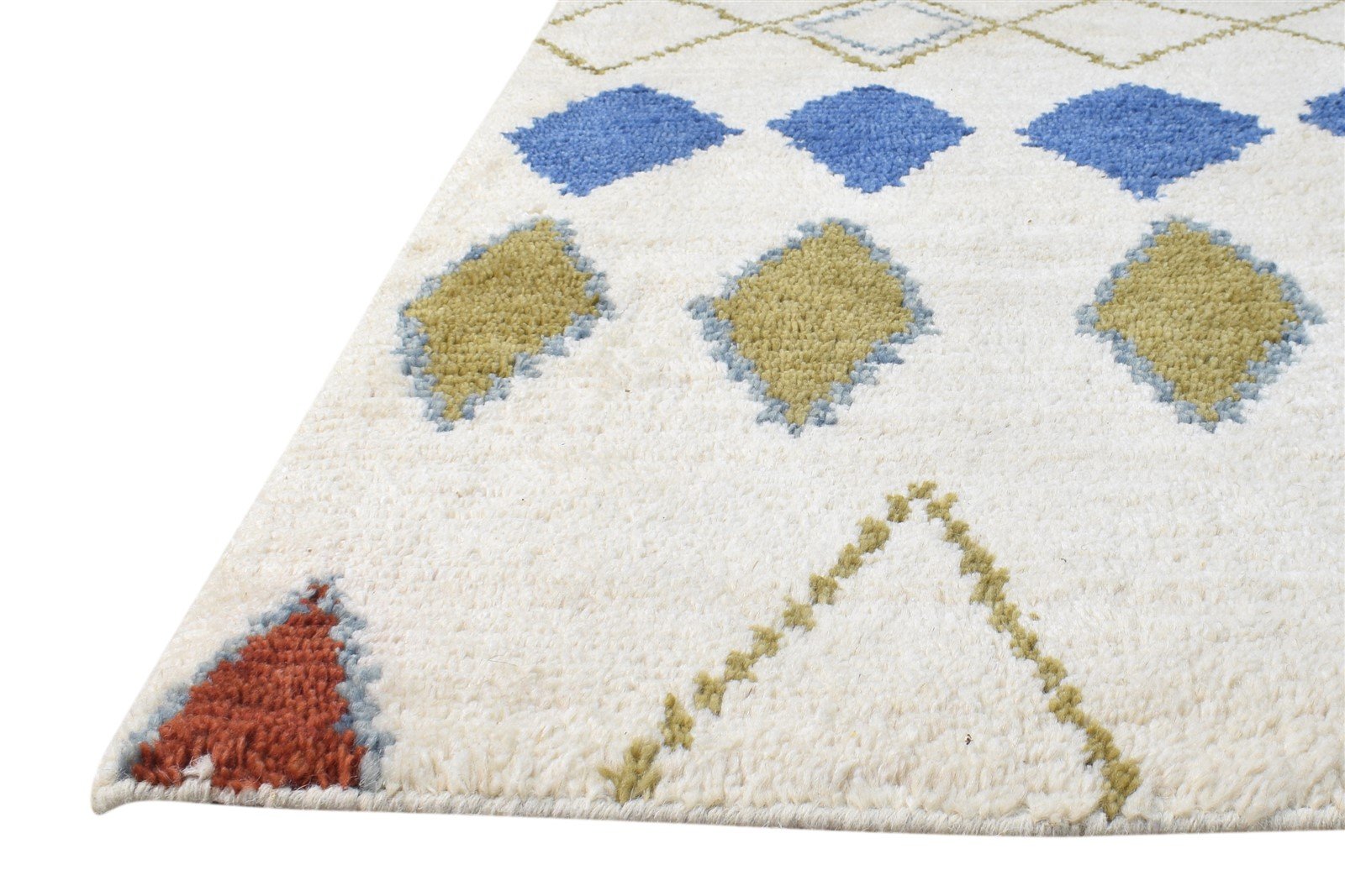 Beige Wool Rug 2' X 3' Modern Hand Knotted Moroccan Abstract Small Carpet   7865123111061
