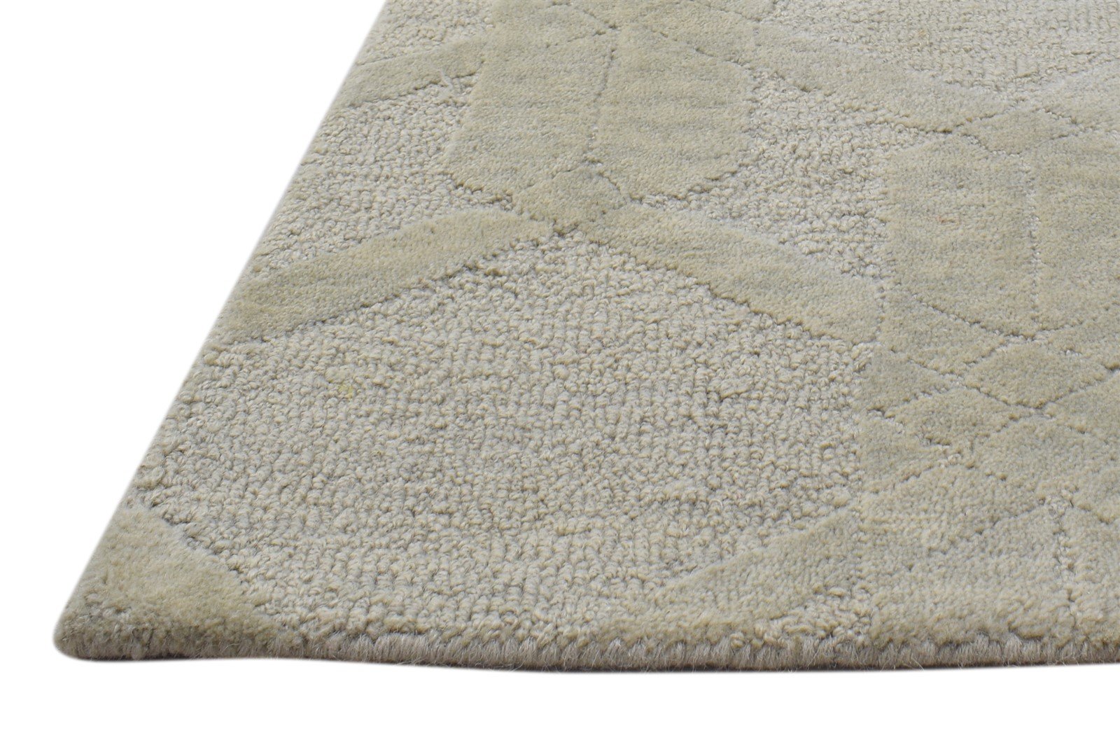 Beige Wool Rug 2' X 3' Modern Hand Tufted Moroccan Trellis Small Carpet   7864133976213