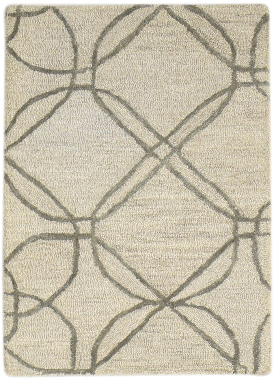 Beige Wool Rug 2' X 3' Modern Hand Tufted Moroccan Trellis Small Carpet   7864136532117