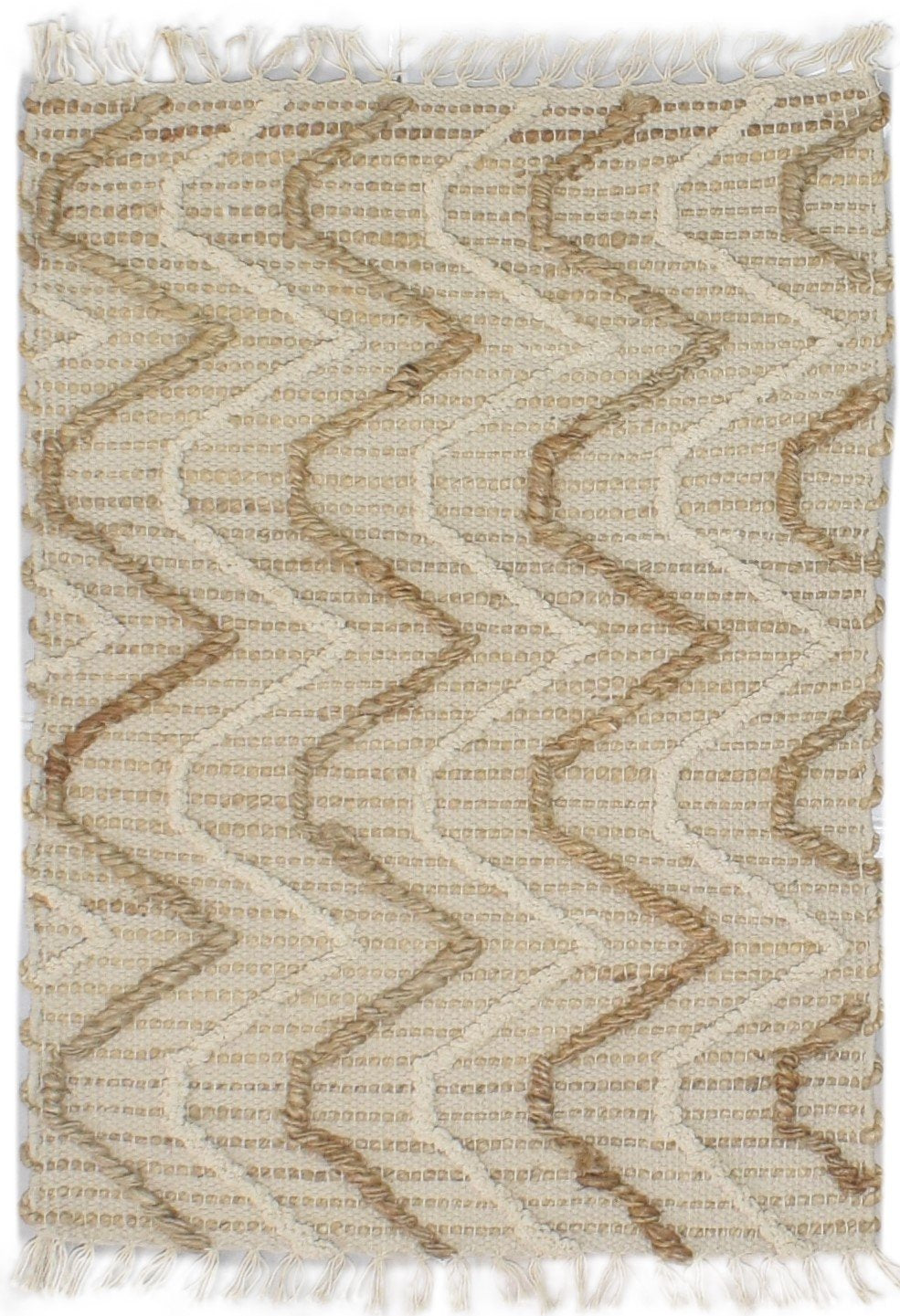 Beige Wool Rug 2' X 3' Modern Hand Woven Scandinavian Chevron Small Carpet   7864087838869