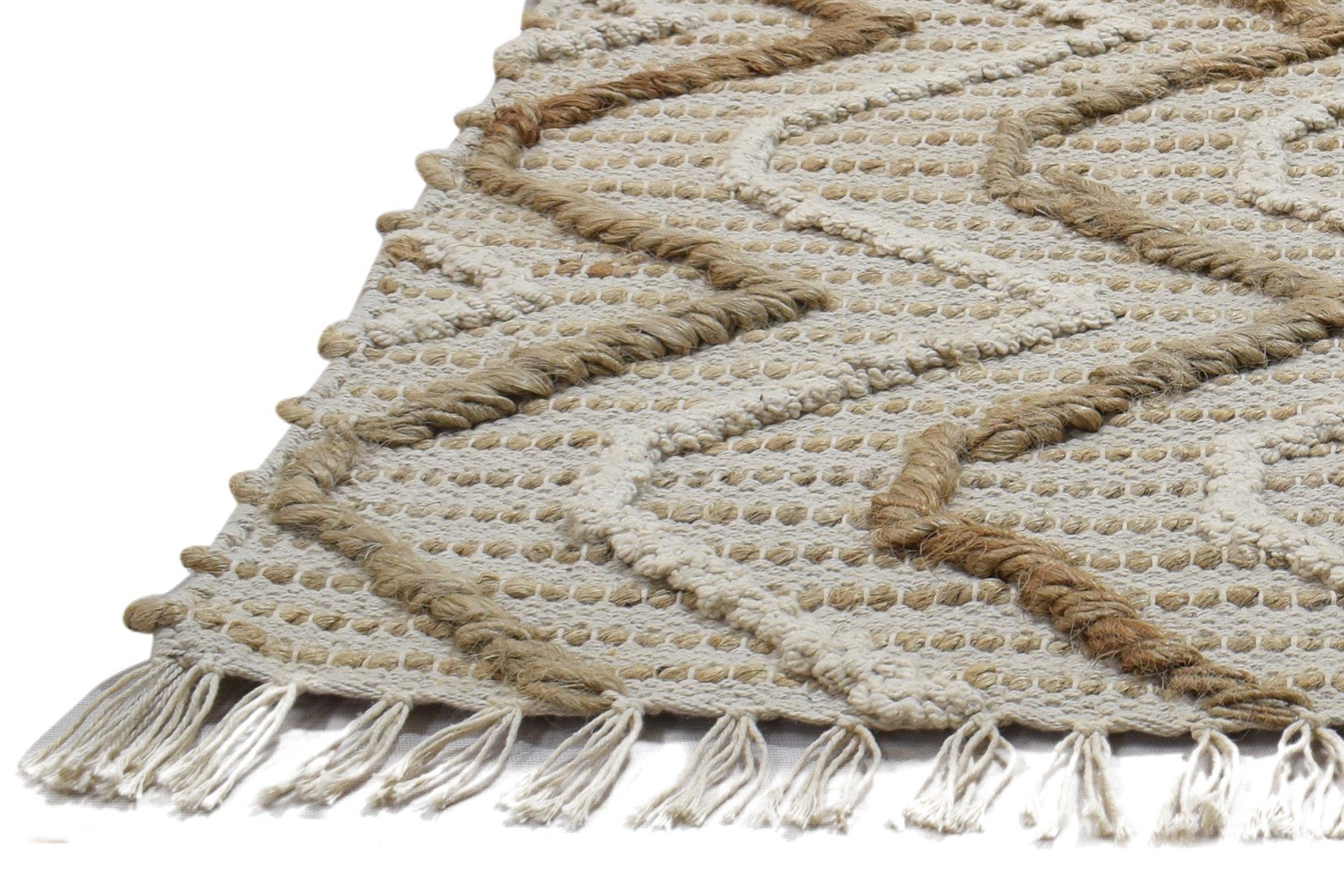 Beige Wool Rug 2' X 3' Modern Hand Woven Scandinavian Chevron Small Carpet   7864087838869