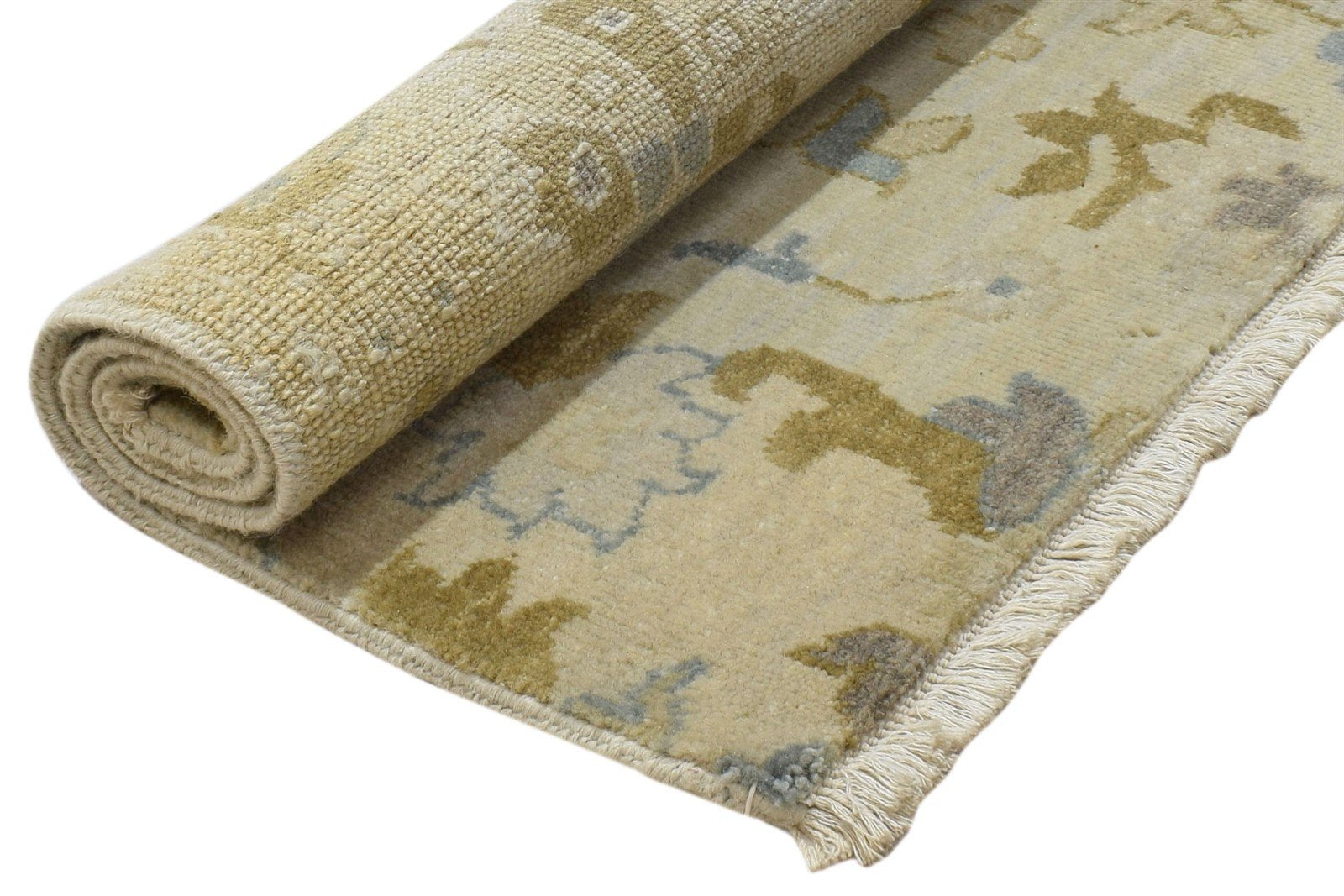 Beige Wool Rug 2' X 3' Persian Hand Knotted Oushak Oriental Small Carpet   7864085840021
