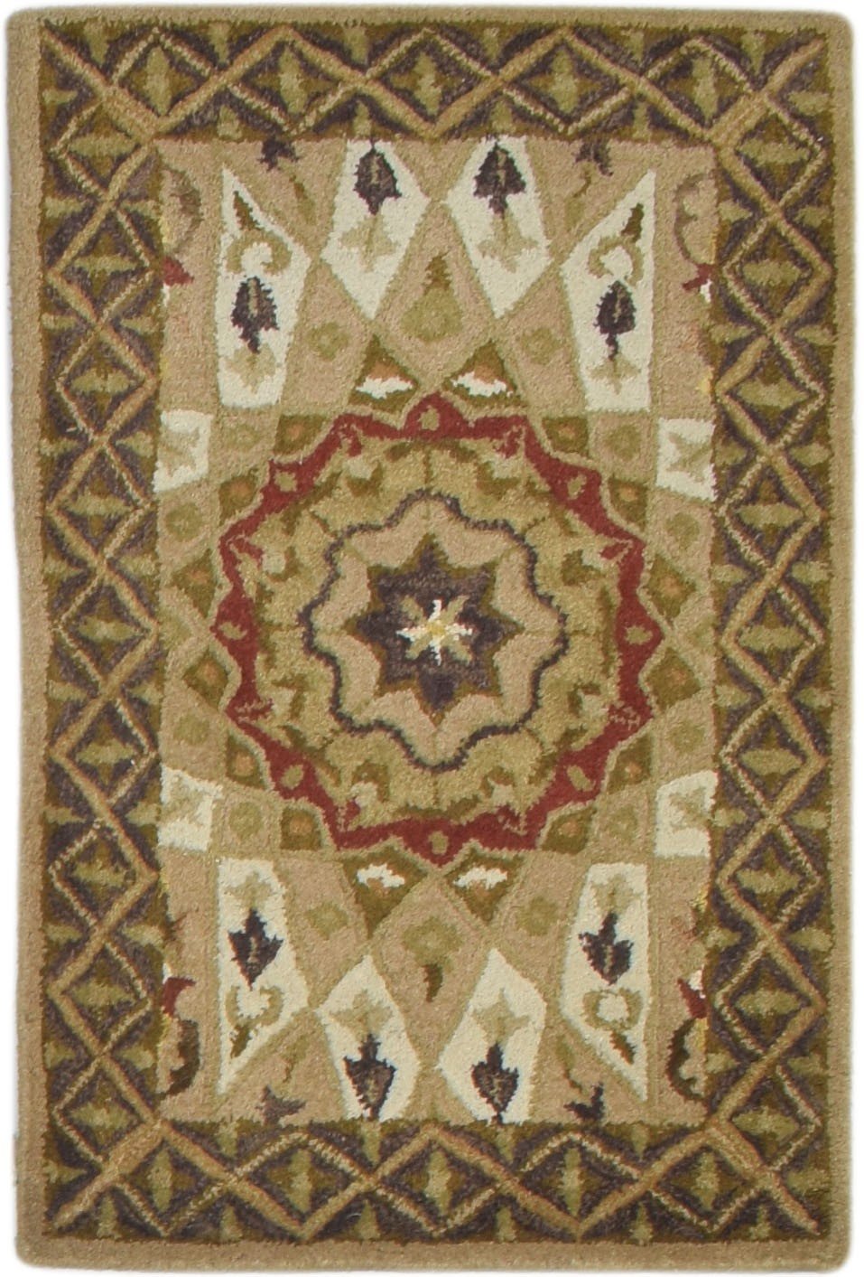 Beige Wool Rug 2' X 3' Persian Hand Tufted Nain Oriental Small Carpet   7860708638869