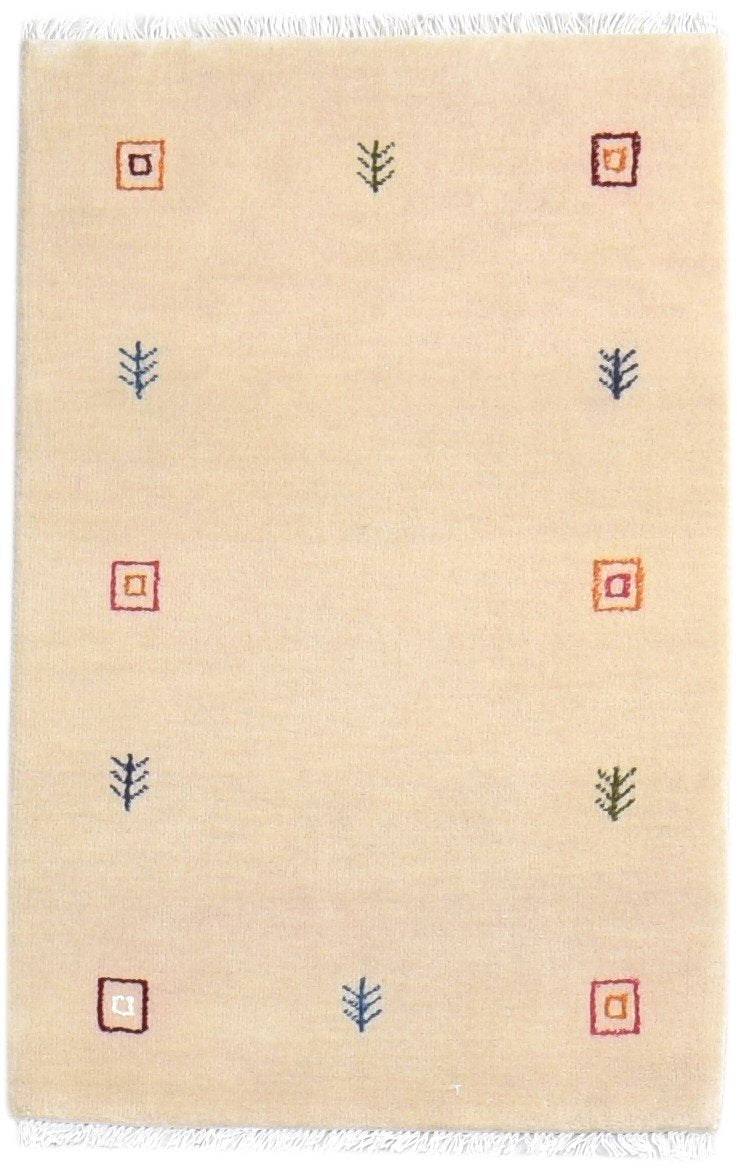 Beige Wool Rug 2' X 3' Southwestern Hand Knotted American Tribal Small Carpet   7865064849557