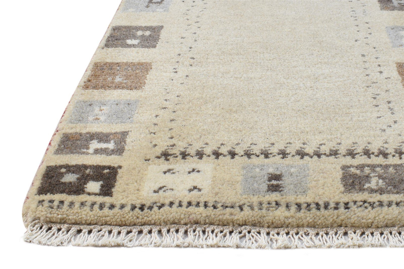 Beige Wool Rug 2' X 3' Southwestern Hand Knotted Gabbeh Tribal Small Carpet   7865102336149
