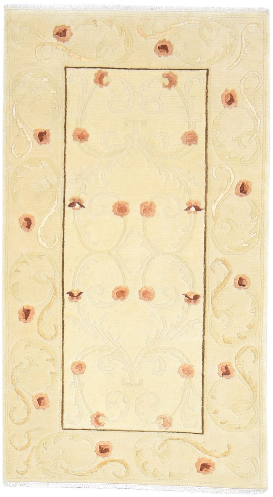 Beige Wool Rug 3' X 5' Persian Hand Knotted Aubusson Oriental Small Carpet   7864327897237