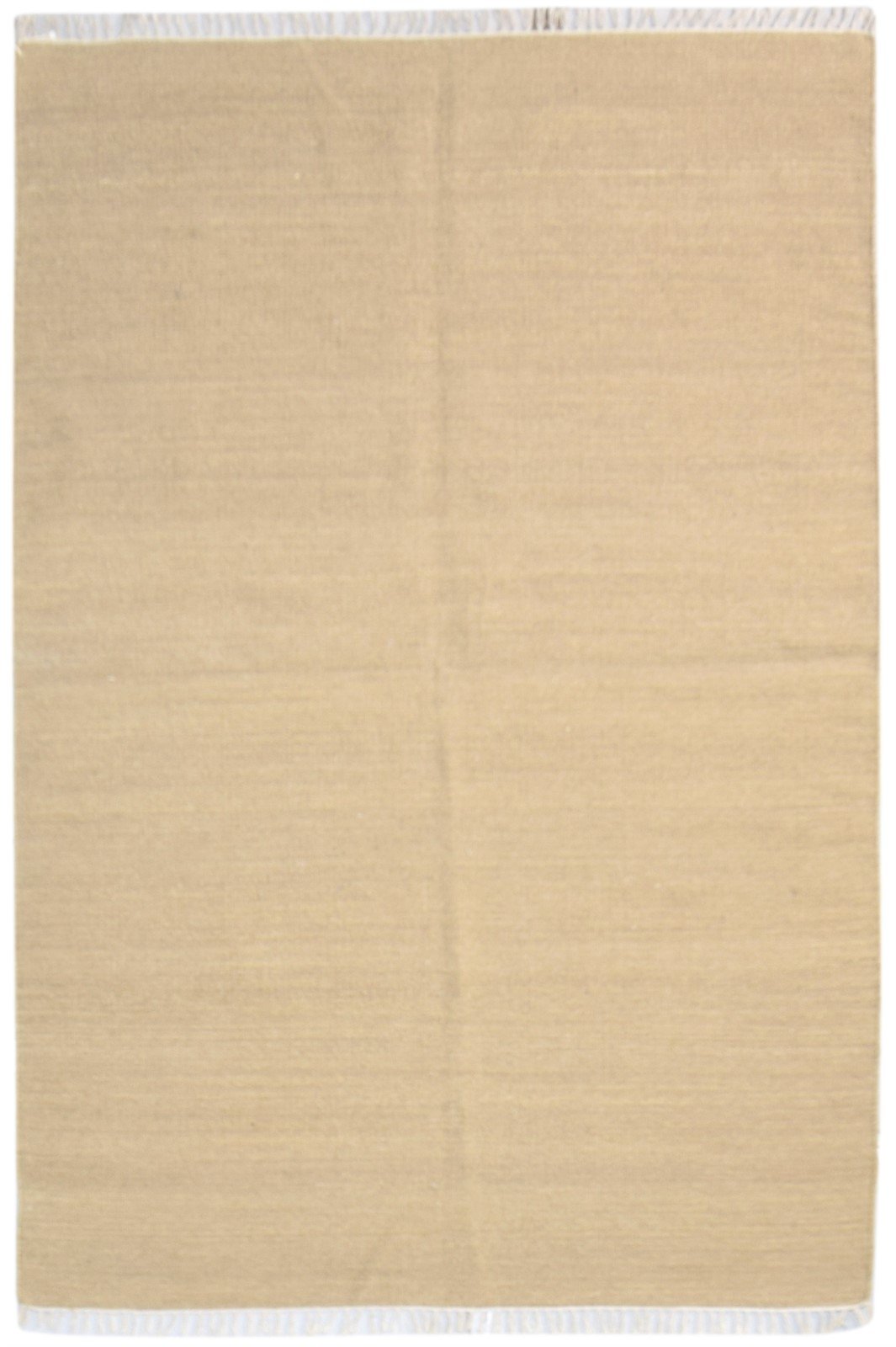 Beige Wool Rug 4' X 6' Modern Dhurrie Scandinavian Solid Room Size Carpet   7865142608021