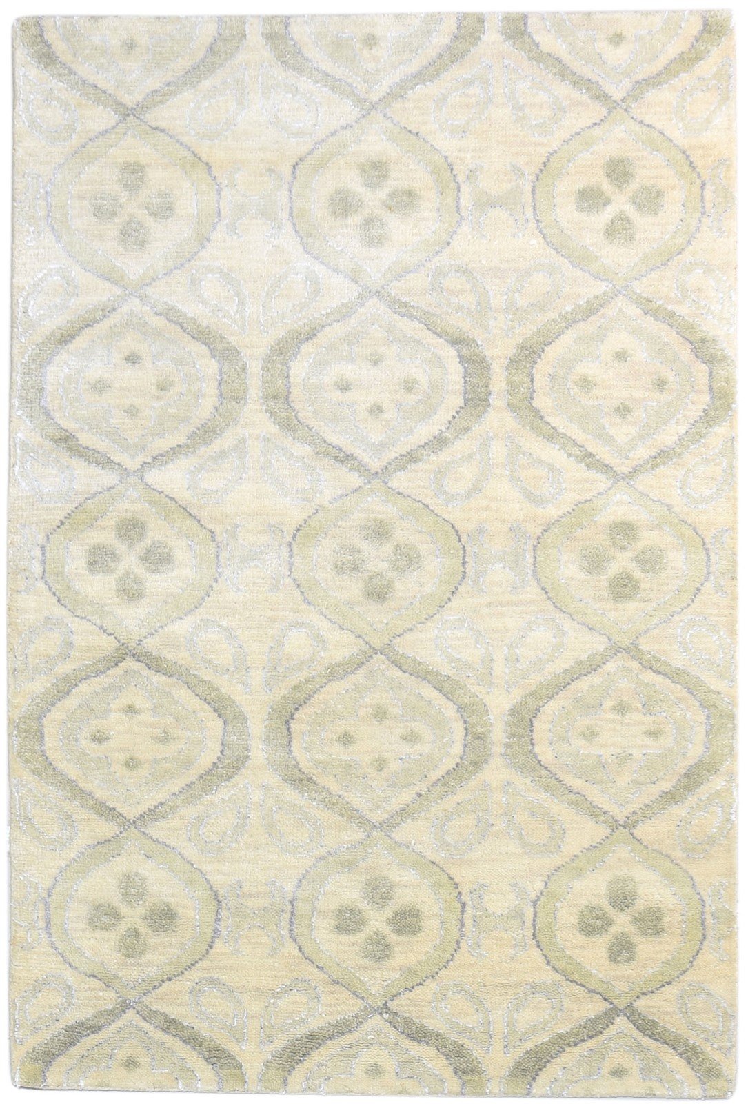 Beige Wool Rug 4' X 6' Modern Hand Knotted Moroccan Trellis Room Size Carpet   7865118490773