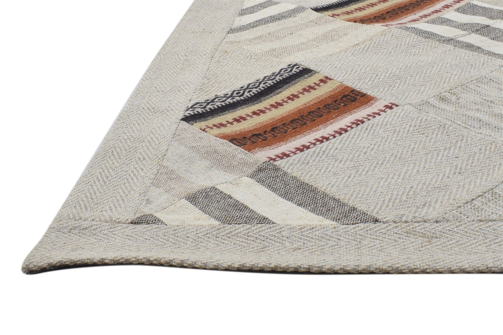 Beige Wool Rug 4X6 Modern Hand Tufted Scandinavian Geometric Room Size Carpet   7864124539029