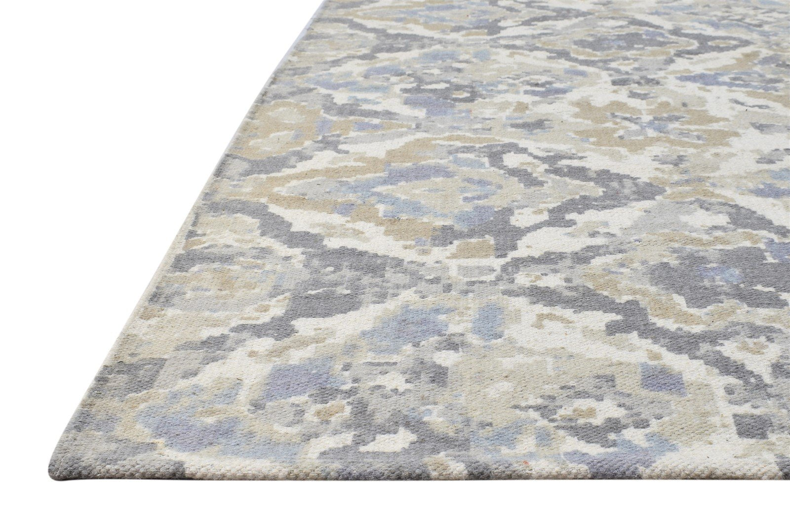 Beige Wool Rug 5' X 8' Modern Dhurrie American Abstract Room Size Carpet   7864674320533