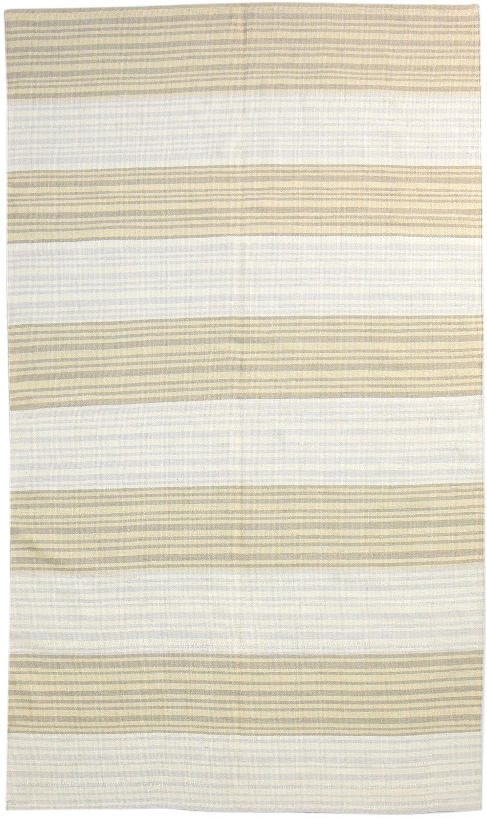 Beige Wool Rug 5' X 8' Modern Dhurrie Scandinavian Striped Room Size Carpet   7865191235733