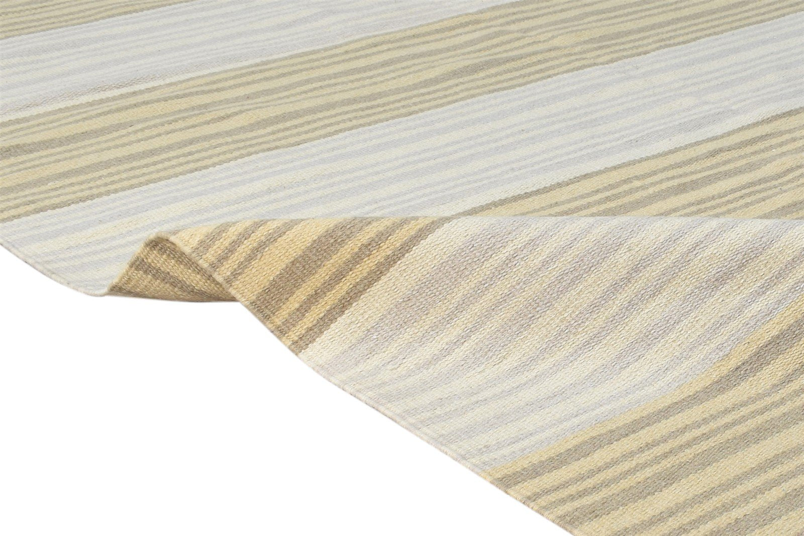 Beige Wool Rug 5' X 8' Modern Dhurrie Scandinavian Striped Room Size Carpet   7865191235733