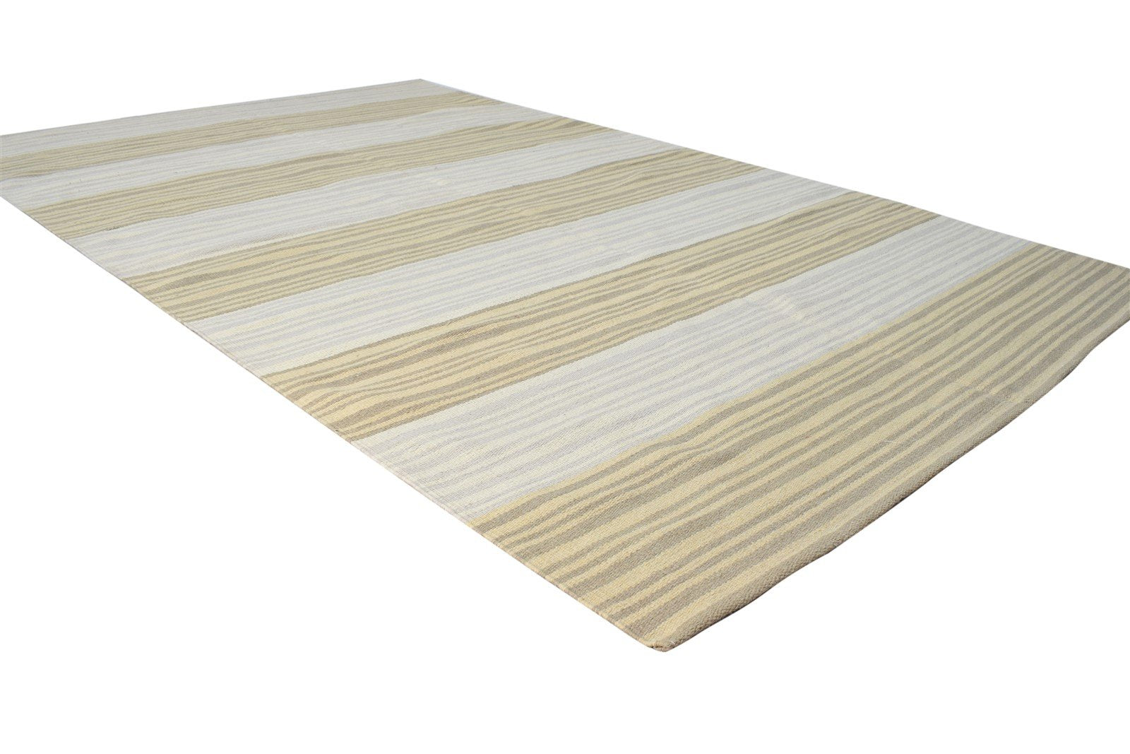Beige Wool Rug 5' X 8' Modern Dhurrie Scandinavian Striped Room Size Carpet   7865191235733