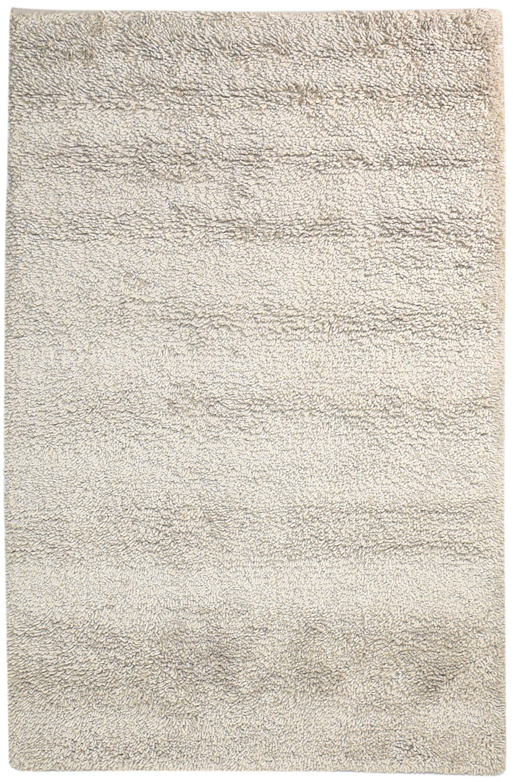 Beige Wool Rug 5' X 8' Shag Hand Knotted Scandinavian Solid Room Size Carpet   7865245368469