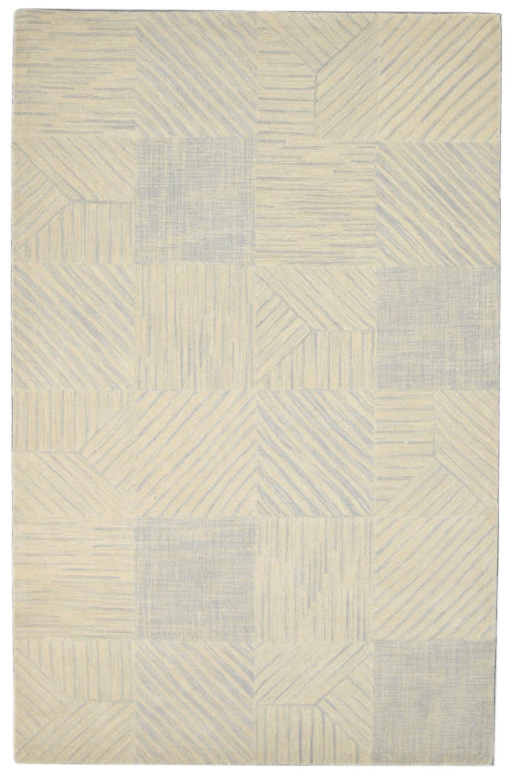 Beige Wool Rug 5X8 Modern Hand Tufted Scandinavian Geometric Room Size Carpet   7864093671573