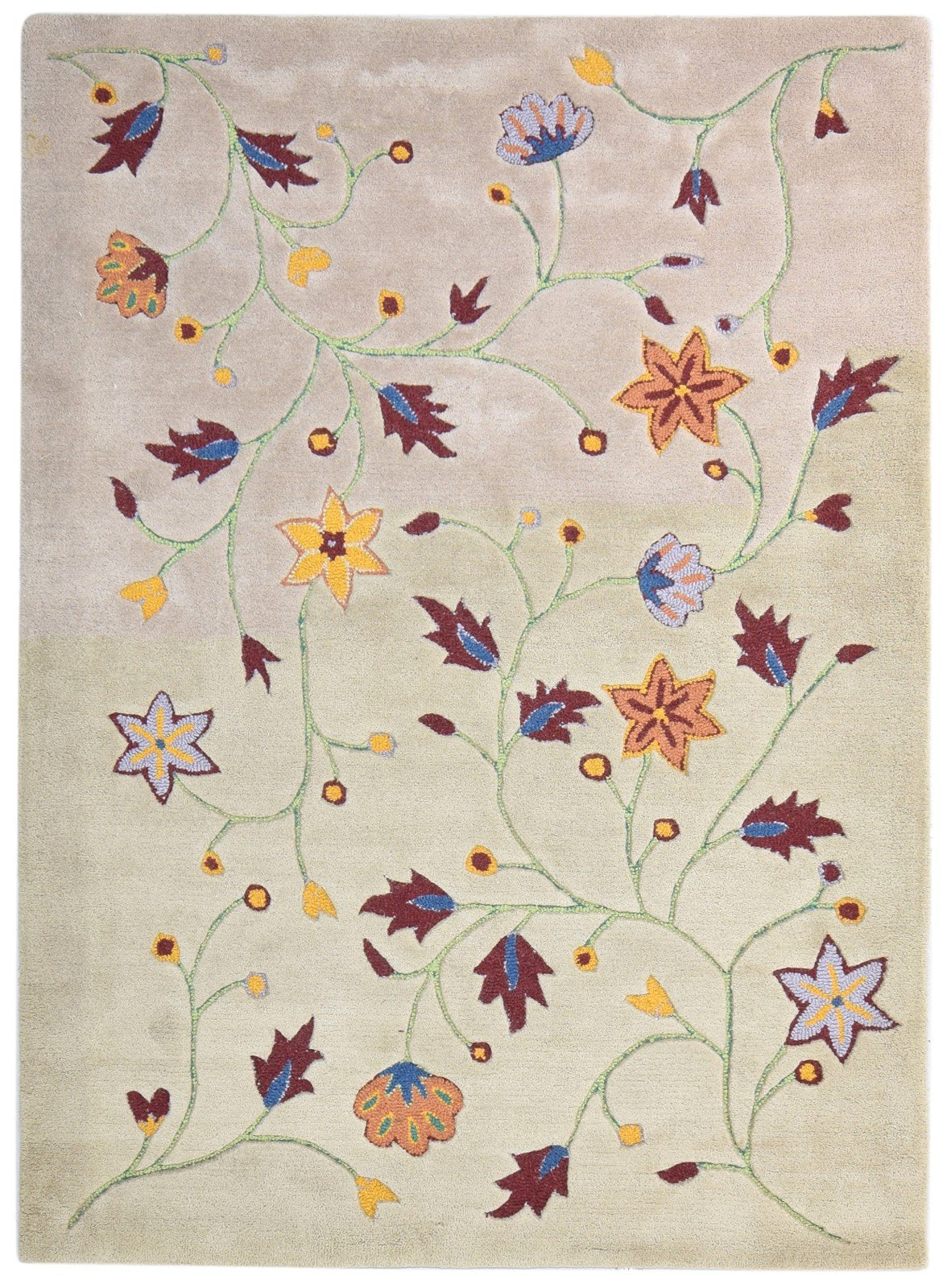 Beige Wool Rug 6' X 8' Modern Hand Tufted French Floral Room Size Carpet   7864996069525