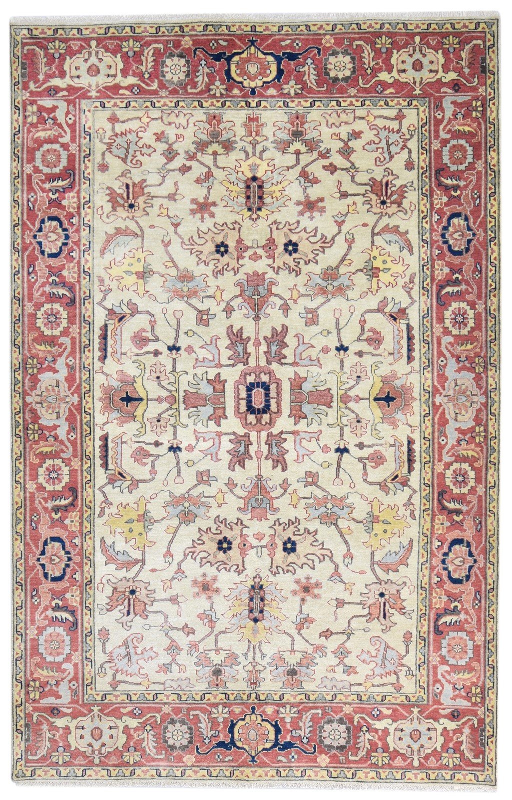 Beige Wool Rug 6' X 9' Persian Hand Knotted Oushak Oriental Room Size Carpet   7864999739541