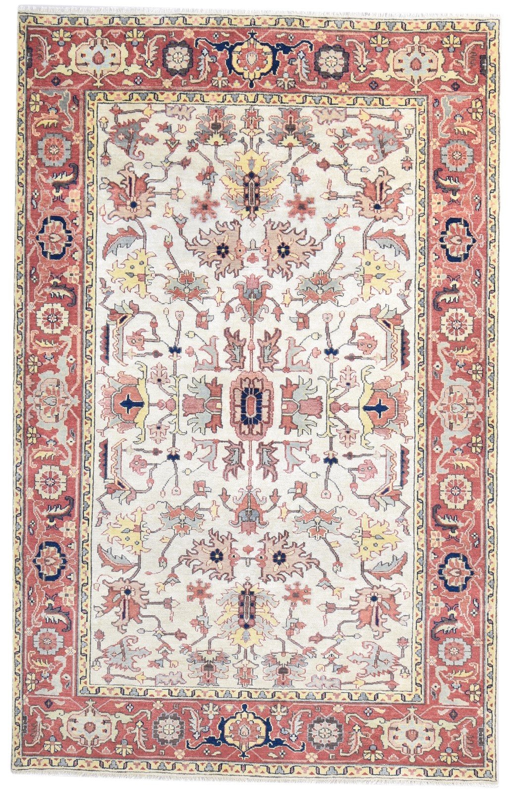 Beige Wool Rug 6' X 9' Persian Hand Knotted Oushak Oriental Room Size Carpet   7864999903381