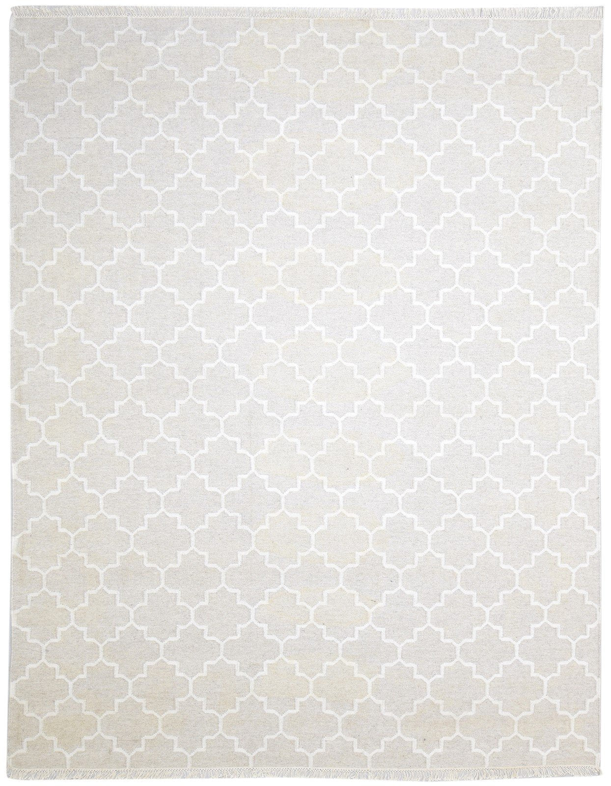 Beige Wool Rug 8' X 10' Modern Dhurrie Moroccan Trellis Large Carpet   7864777244821
