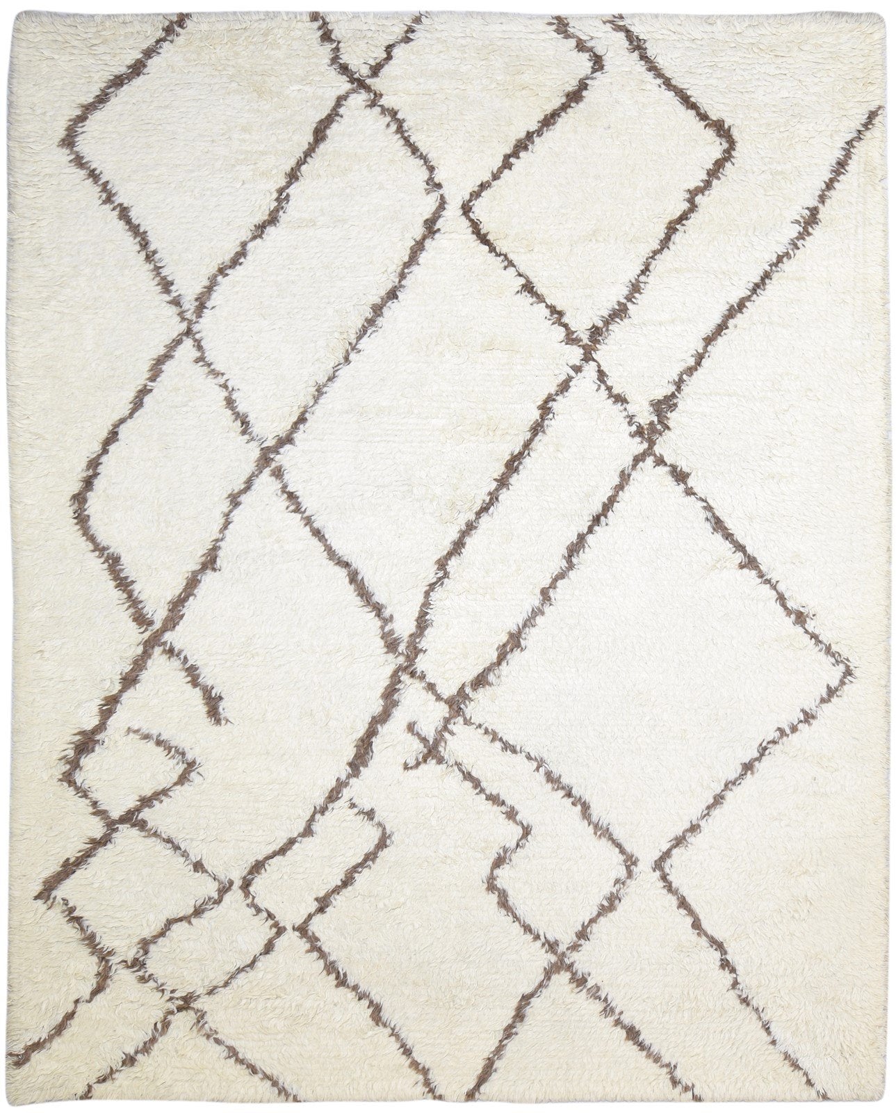 Beige Wool Rug 8' X 10' Modern Hand Knotted Moroccan Abstract Large Carpet   7864779604117