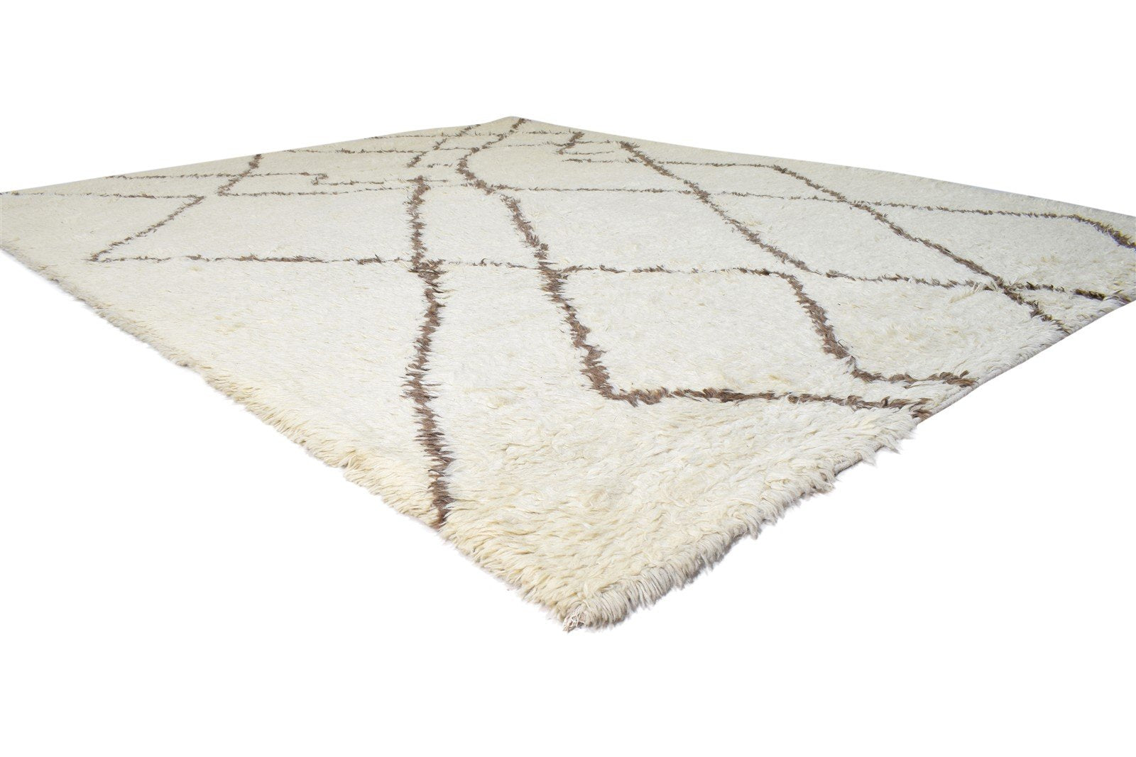 Beige Wool Rug 8' X 10' Modern Hand Knotted Moroccan Abstract Large Carpet   7864779604117